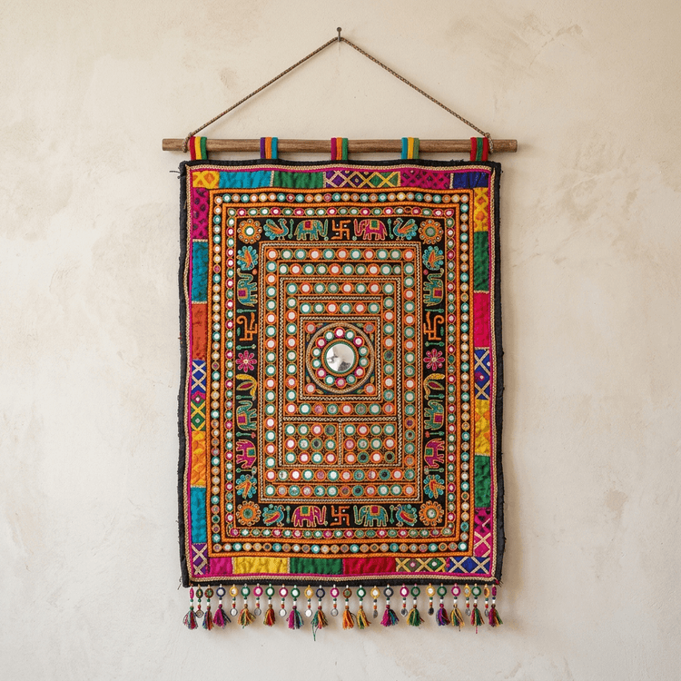 Gujarati Mirror-Work Wall Hanging