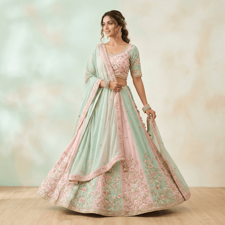 Ethereal Pastel Floral Georgette Chaniya Choli